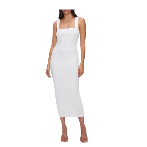 Good American Ivory Slip on Dress Tank Top Long Midi Tube Square Neck Size S - Picture 1 of 11